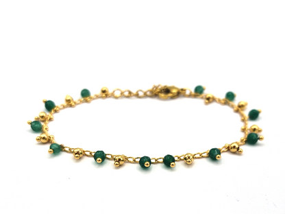 Armband Emerald groene en gouden hangers